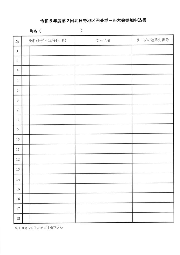 北日野地区自治振興会 囲碁ボール大会