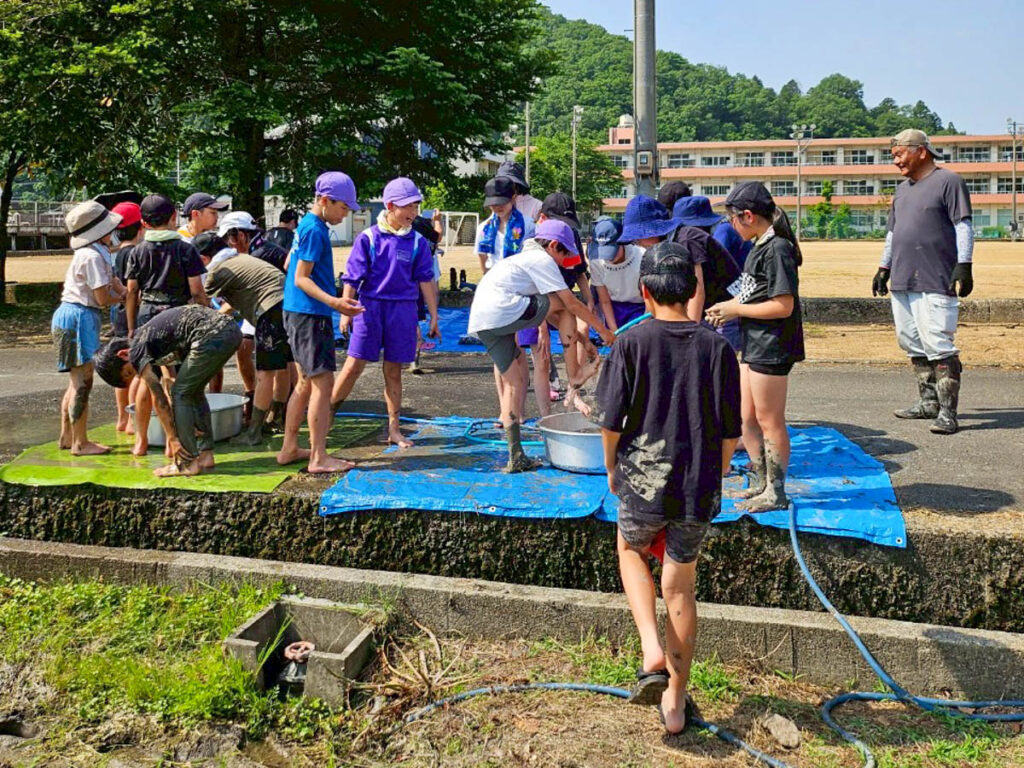 北日野地区自治振興会 北日野小学校 田植え